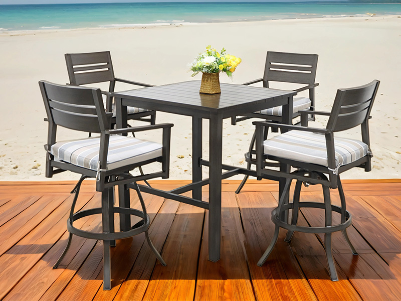 Aspek 5 keping Rust-Proof Aluminium Patio Swivel Barstool Set
