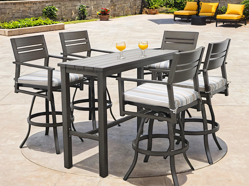Aspek 6 keping UV tahan aluminium teras swivel set barstool