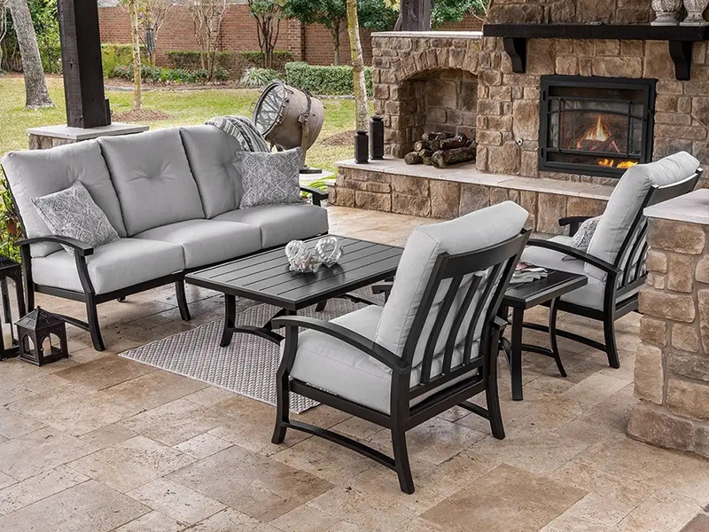 Lodge Aluminium Gangsa Berumur dengan Kusyen 5 Piece Deep Seating Group dengan Meja Kopi