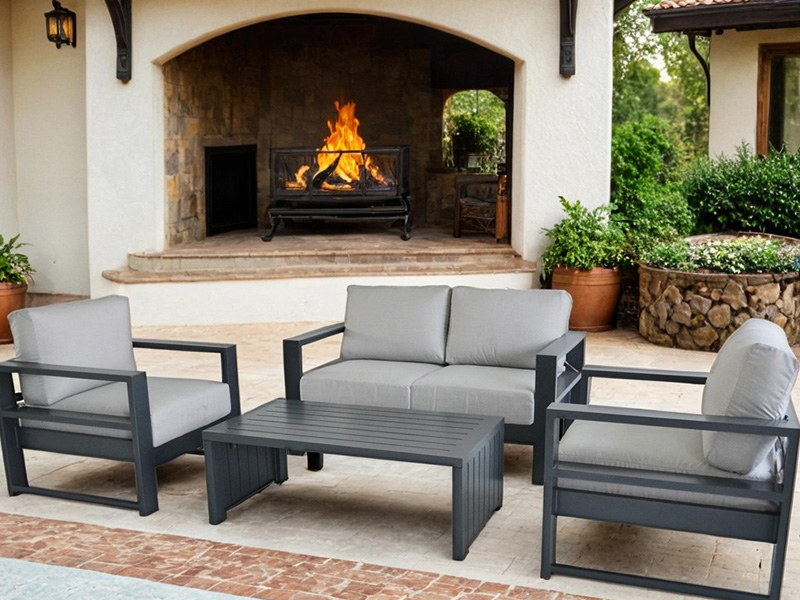 AOBAM ALUMINUM DENGAN CUSHIONS 4 PIECE GROUP Tempat duduk dalam dengan meja kopi