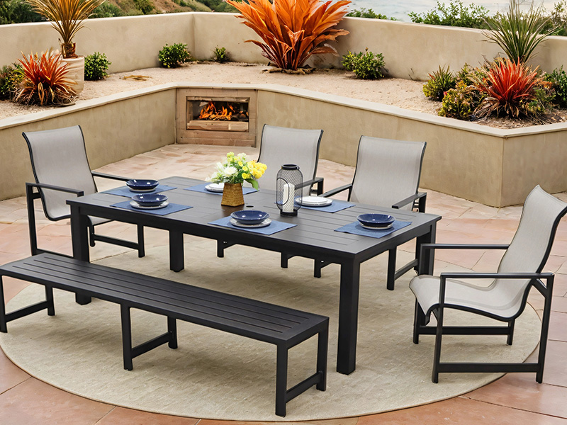 Aobam Aluminium Patio 6 Piece Dining Set (86x44 in. Meja makan)